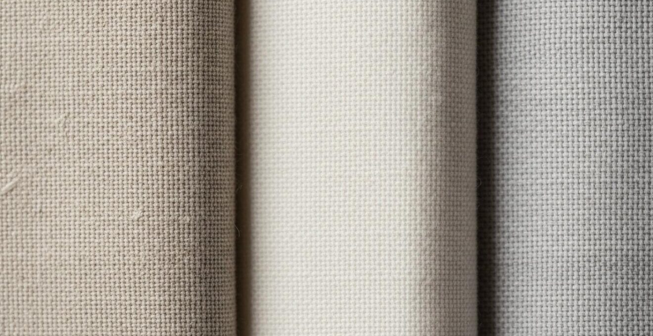 Comparaison macroscopique des textures de tissus lin, coton et polyester.