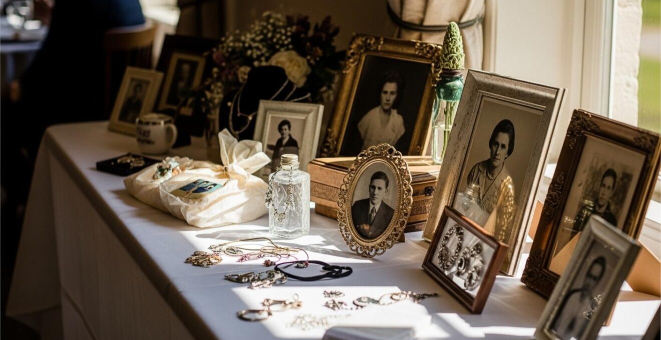 Décor de mariage personnalisé avec objets et souvenirs de famille intégrés