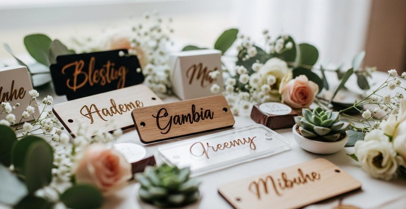 Éléments de décoration de mariage faits main et personnalisés, reflétant les passions du couple