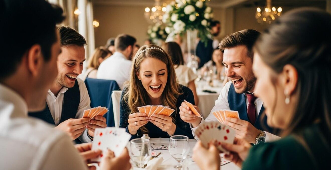 Invités lors d’un mariage participent à un jeu de rôle interactif convivial et ludique