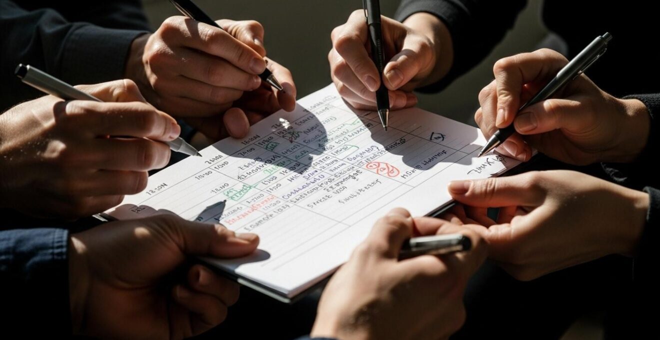 Illustration montrant un planning clair et structuré partagé entre plusieurs prestataires de mariage